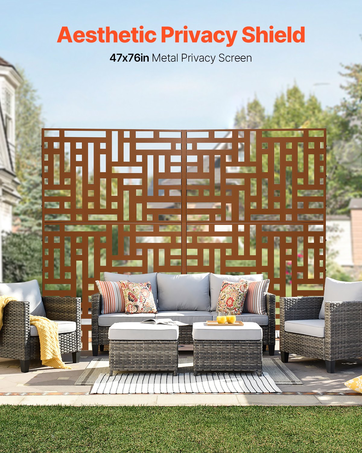 Metal Privacy Screen 47" x 76" Outdoor Privacy Screens & Panels Brun
