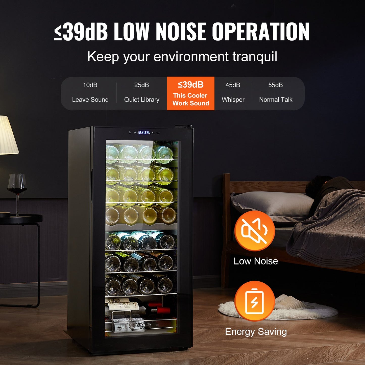 32-flasks vinkylare Dual Zone Fristående Kylskåp med LED-ljus