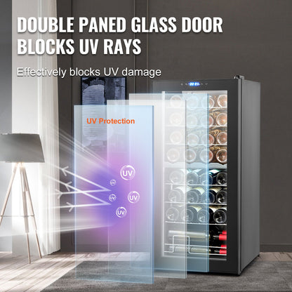 32-flasks vinkylare Dual Zone Fristående Kylskåp med LED-ljus