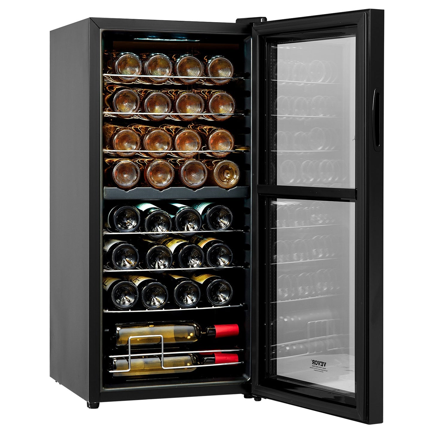 32-flasks vinkylare Dual Zone Fristående Kylskåp med LED-ljus