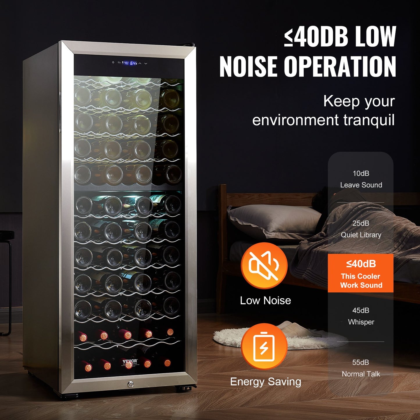 80-flasks vinkylare Dual Zone Fristående Kylskåp LED-ljuslås