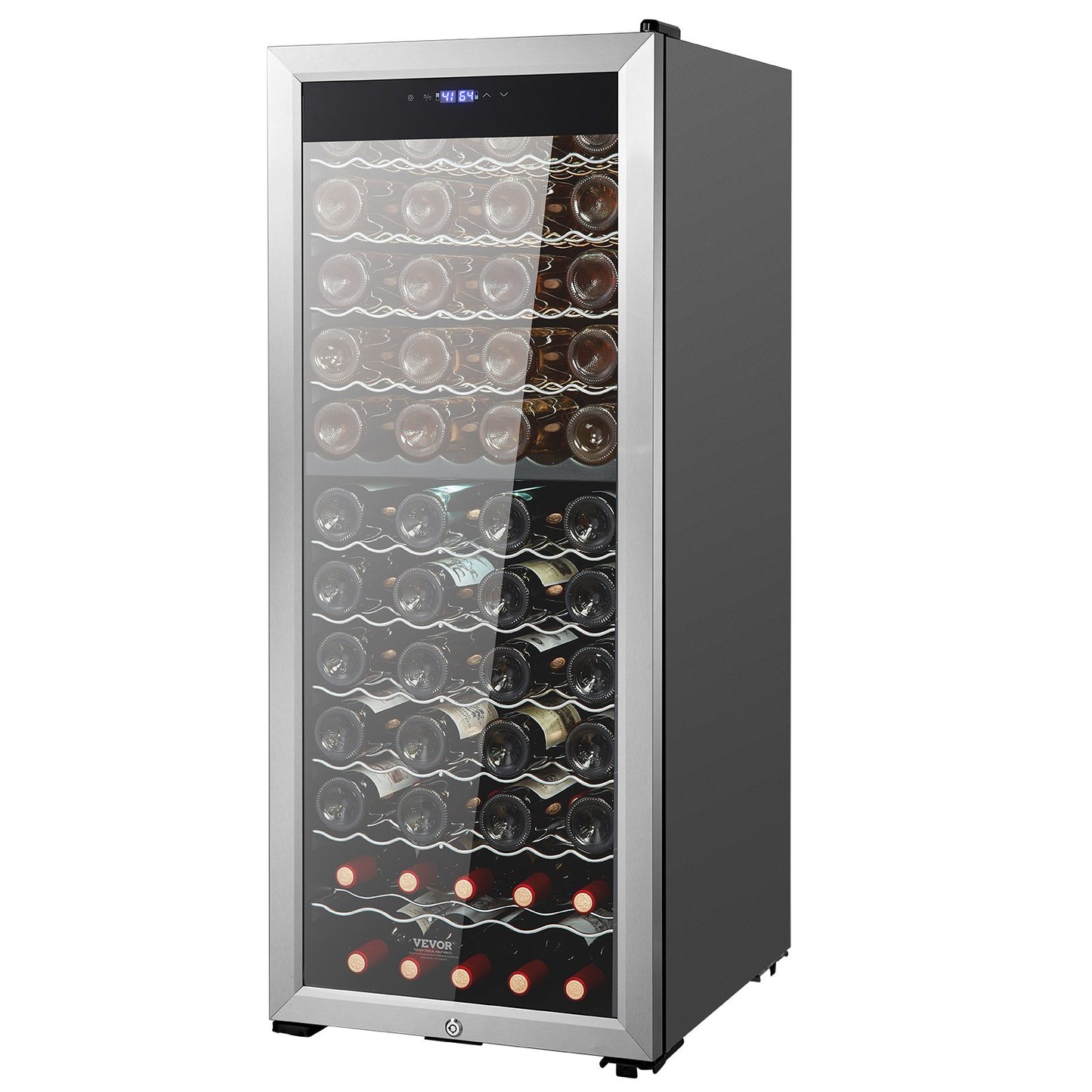80-flasks vinkylare Dual Zone Fristående Kylskåp LED-ljuslås