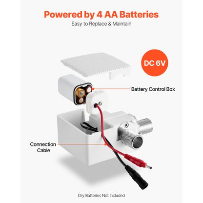 Beröringsfri badrumsblandare, automatisk rörelsesensor toalettblandare kallvatten med ett hål, batteridriven för 9,5 mm rör kommersiell toalett, förkromad silver |  EU