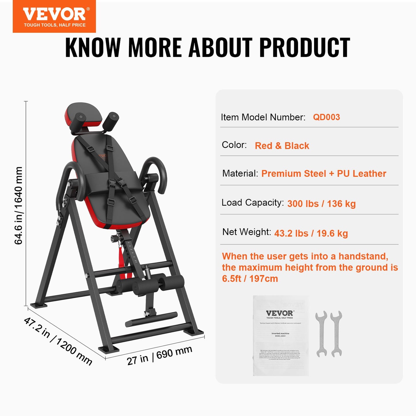 Inversion Table Foldable Strength Training Equipment Hang Training Bench