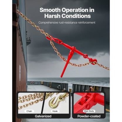 Ratchet Chain Tie Down 3/8 inch x 10 ft G80 Chains Cargo Tie Downs for Transport | EU