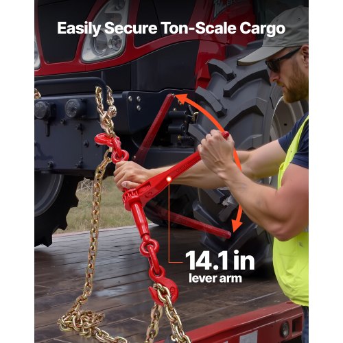 Ratchet Chain Tie Down 3/8 inch x 10 ft G80 Chains Cargo Tie Downs for Transport | EU