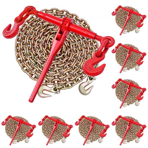 Ratchet Chain Tie Down 3/8 inch x 10 ft G80 Chains Cargo Tie Downs for Transport | EU