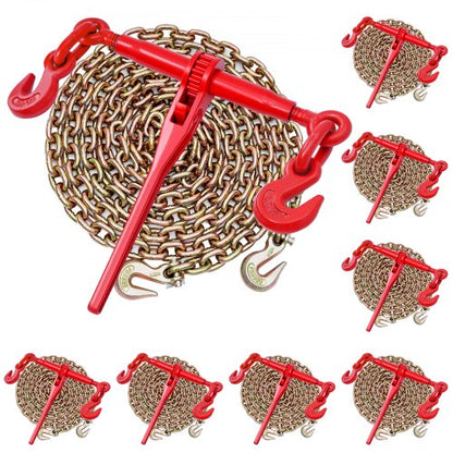 Ratchet Chain Tie Down 3/8 inch x 10 ft G80 Chains Cargo Tie Downs for Transport | EU