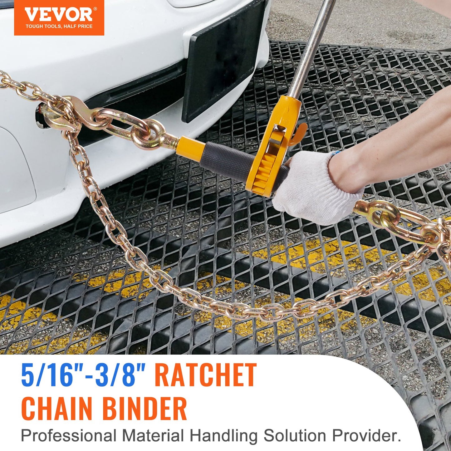 Spärrkedjebindare, 5/16"-3/8" Heavy Duty lastbindare, med G80-kedjor 7100 lbs Säker lastgräns, arbetsbesparande antisladdhandtag, bindning av dragkedjebindare för lastbilssläp med flak, 4 P