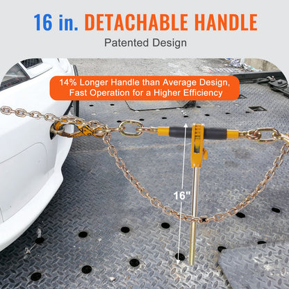 Ratchet Chain Binder 2PCS, 3/8"-1/2" Heavy Duty Load Binders, with G80 Chains 12000 lbs Safe Load Limit, Labor-Saving Anti-Slip Handle, Binding Chain Binder for Flatbed Truck Trailer