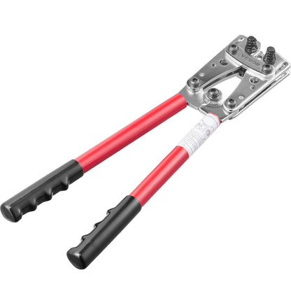 Crimpzange für Batteriekabelhaken, 10-1/0AWG Aluminiumklemmen-Batteriestecker-Crimpzange, mit 60 Aluminiumringkontaktklemmen, Crimpeinsatz in 6 Drahtgrößen, für Hochleistungs-Kabelschuhe