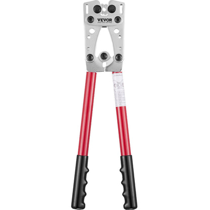 Crimpzange für Batteriekabelhaken, 10-1/0AWG Aluminiumklemmen-Batteriestecker-Crimpzange, mit 60 Aluminiumringkontaktklemmen, Crimpeinsatz in 6 Drahtgrößen, für Hochleistungs-Kabelschuhe