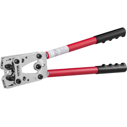 Crimpzange für Batteriekabelhaken, 10-1/0AWG Aluminiumklemmen-Batteriestecker-Crimpzange, mit 60 Aluminiumringkontaktklemmen, Crimpeinsatz in 6 Drahtgrößen, für Hochleistungs-Kabelschuhe