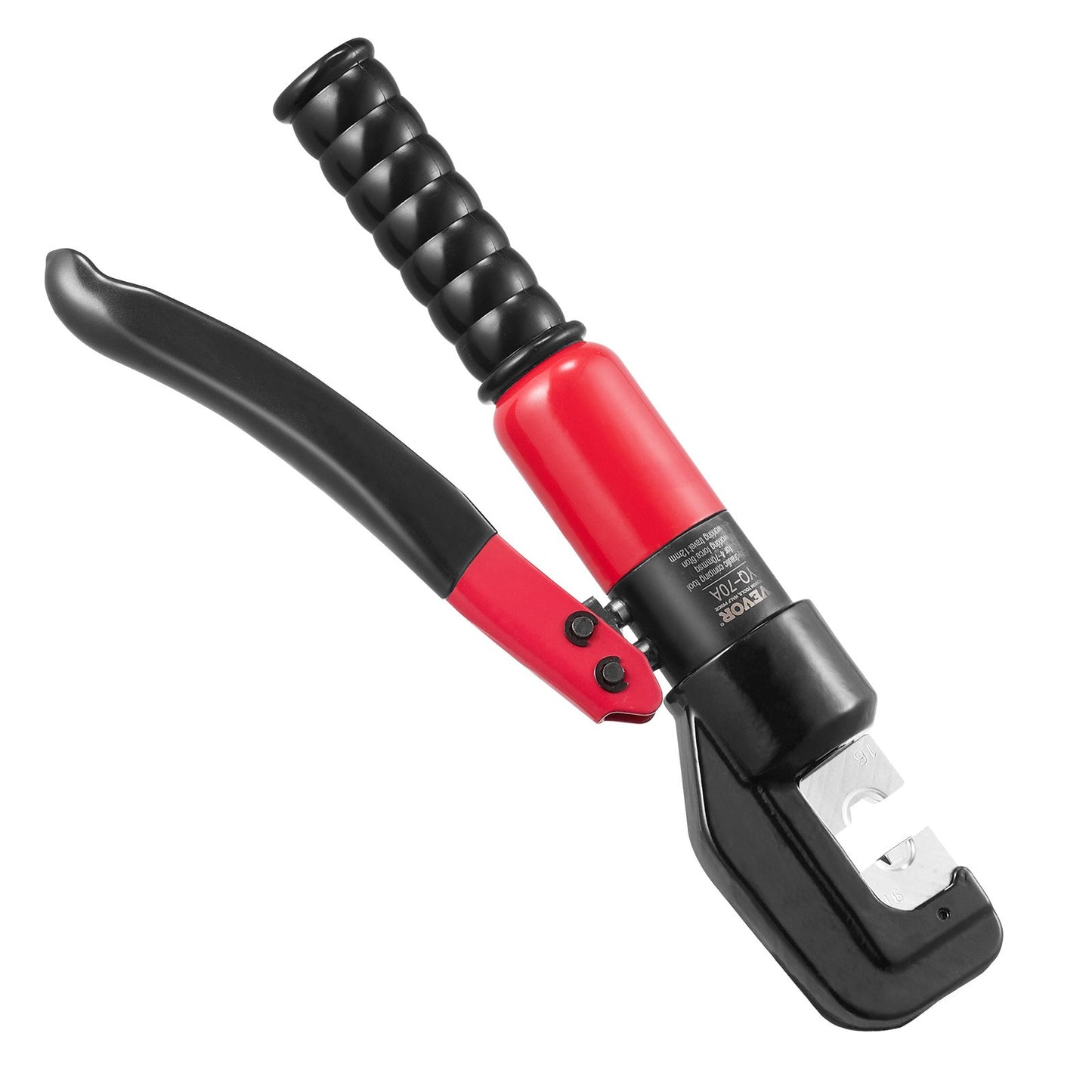 Crimping Tool, AWG12-2/0 Copper and Aluminum Terminal Battery Sleeve Hydraulic Crimper, with a cutting pliers, gloves, 10pcs copper ring connectors, 8 x heat shrink sleeves and a blow molded case