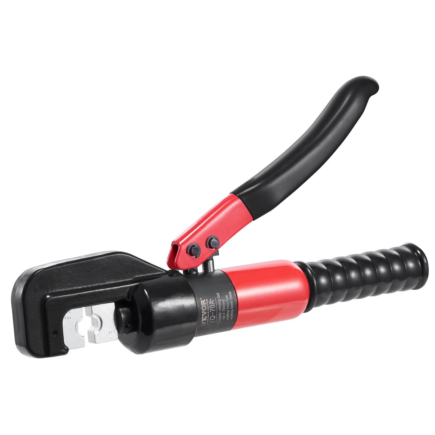 Crimping Tool, AWG12-2/0 Copper and Aluminum Terminal Battery Sleeve Hydraulic Crimper, with a cutting pliers, gloves, 10pcs copper ring connectors, 8 x heat shrink sleeves and a blow molded case