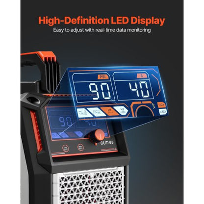 Plasmaskärare, 65A beröringsfri pilotbågsplasmaskärmaskin, 220V digital display IGBT-växelriktare med 2T/4T-funktion och justerbar PA/PT-tid för hemreparationer, verkstäder |  EU