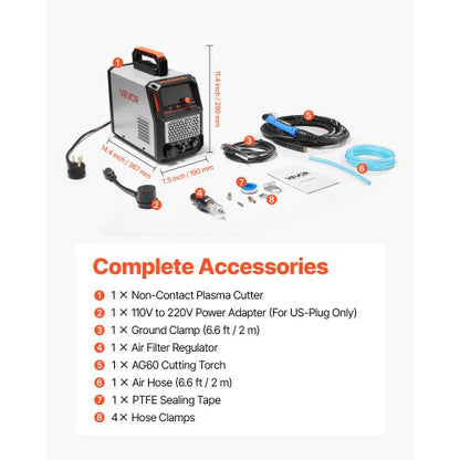 Plasmaskärare, 65A beröringsfri pilotbågsplasmaskärmaskin, 220V digital display IGBT-växelriktare med 2T/4T-funktion och justerbar PA/PT-tid för hemreparationer, verkstäder |  EU