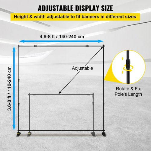 8FT Backdrop Banner Stand Step and Repeat Justerbar Teleskopisk lättviktsmässvägg Utställare med bärväska |  EU