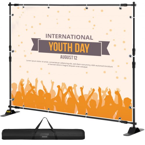 Backdrop Banner Stand 8 x 8 Ft Adjustable Heavy Duty Background Stand with 1 Carrying Bag, Backdrop Stand for Parties Wedding Photo Booth Trade Show
