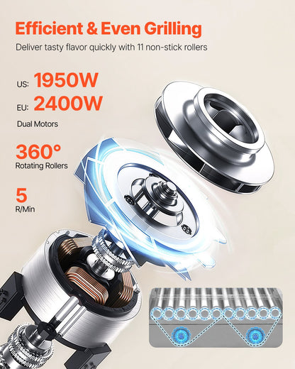 30 Hot Dog 11 Roller Electric Grill Stove Machine Bun Warmer 2400W