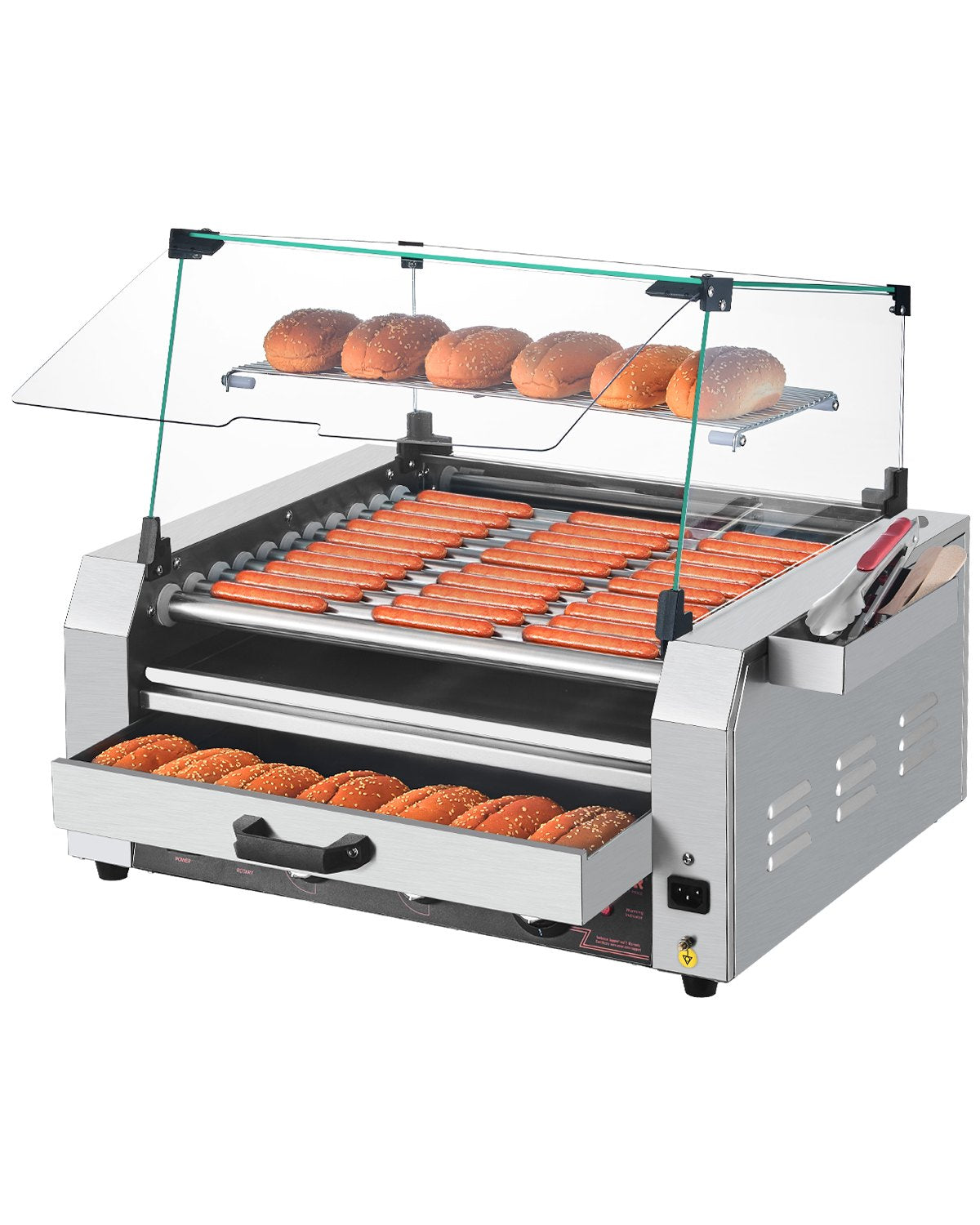 30 Hot Dog 11 Roller Electric Grill Stove Machine Bun Warmer 2400W