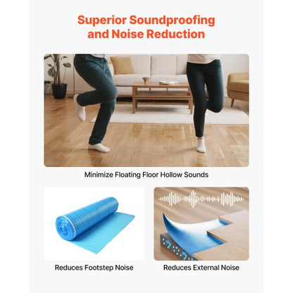 Floor Underlay 18.6 m² 3 mm 3-in-1 Vapour Barrier for Laminate Blue | EU