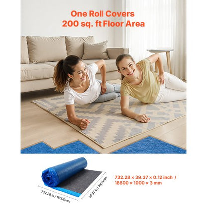 Floor Underlay 37.2 m² 3 mm Recycled Fiber Sound/Vapour Barrier Blue | EU