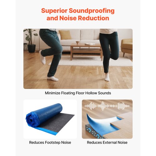 Floor Underlay 37.2 m² 3 mm Recycled Fiber Sound/Vapour Barrier Blue | EU