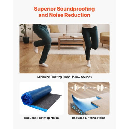 Floor Underlay 37.2 m² 3 mm Recycled Fiber Sound/Vapour Barrier Blue | EU