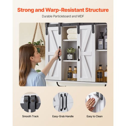 Badrumsskåp, 2 dörrar och justerbar hylla, Förvaring över toaletten Medicinskåp Väggmonterat, Hängande Organiserare med Öppen Skiljevägg/Handduksstång/Krokar för Tvättstuga Kök, Vit |  EU