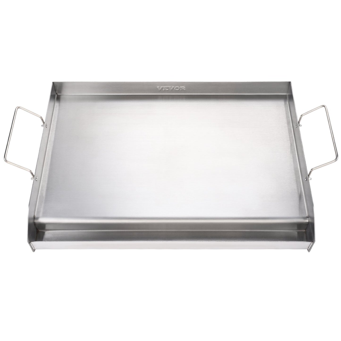 Spishäll, 23,5" x 16" förkryddad rostfri stålpanna, rektangulär dubbelbrännare grillpanna, non-stick familjepanna Kökskärl med handtag och oljespår, för BBQ, gasolgrillar, silver