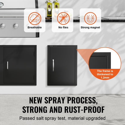 BBQ Access Door, 415x570mm Single Outdoor Kitchen Door, Cold Plate Recessed Door, Vertical Wall Door with Handle, for BBQ Island, Grill Station, Outdoor Cabinet