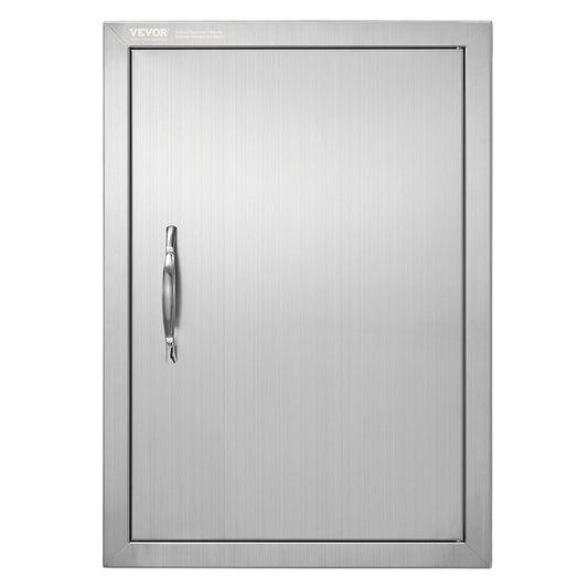 BBQ access door, 432x610 mm single outdoor kitchen door, stainless steel recessed door, vertical wall door with handle, for BBQ Island, grill station, outdoor cabinet