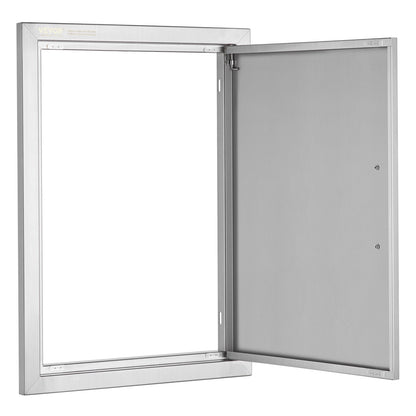 BBQ access door, 432x610 mm single outdoor kitchen door, stainless steel recessed door, vertical wall door with handle, for BBQ Island, grill station, outdoor cabinet