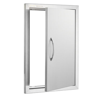 BBQ access door, 432x610 mm single outdoor kitchen door, stainless steel recessed door, vertical wall door with handle, for BBQ Island, grill station, outdoor cabinet
