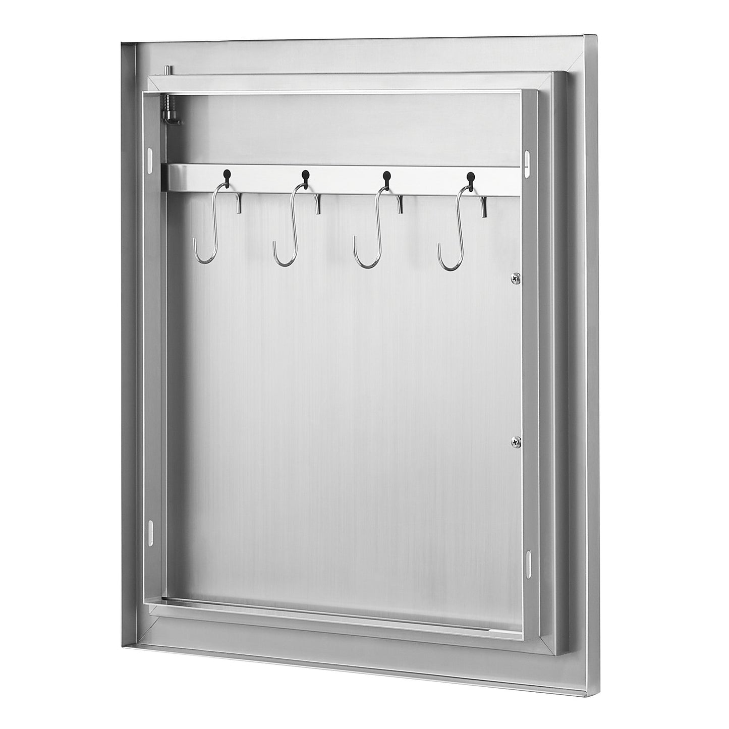 Grillzugangstür, 457 x 508 mm, einzelne Außenküchentür, Einbautür aus Edelstahl, vertikale Wandtür mit Griff und Haken, für Grillinsel, Grillstation, Außenschrank