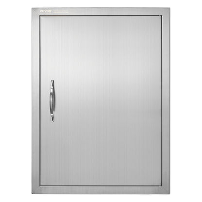 BBQ Access Door, 508x686mm Single Outdoor Kitchen Door, Stainless Steel Recessed Door, Vertical Wall Door with Handle, for BBQ Island, Grill Station, Outdoor Cabinet