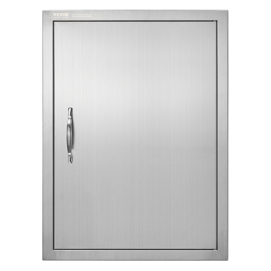 BBQ Access Door, 508x686mm Single Outdoor Kitchen Door, Stainless Steel Recessed Door, Vertical Wall Door with Handle, for BBQ Island, Grill Station, Outdoor Cabinet