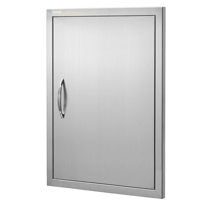 BBQ Access Door, 508x686mm Single Outdoor Kitchen Door, Stainless Steel Recessed Door, Vertical Wall Door with Handle, for BBQ Island, Grill Station, Outdoor Cabinet