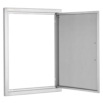 BBQ Access Door, 508x686mm Single Outdoor Kitchen Door, Stainless Steel Recessed Door, Vertical Wall Door with Handle, for BBQ Island, Grill Station, Outdoor Cabinet