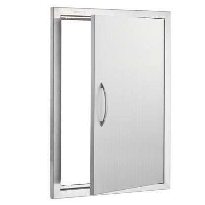 BBQ Access Door, 508x686mm Single Outdoor Kitchen Door, Stainless Steel Recessed Door, Vertical Wall Door with Handle, for BBQ Island, Grill Station, Outdoor Cabinet