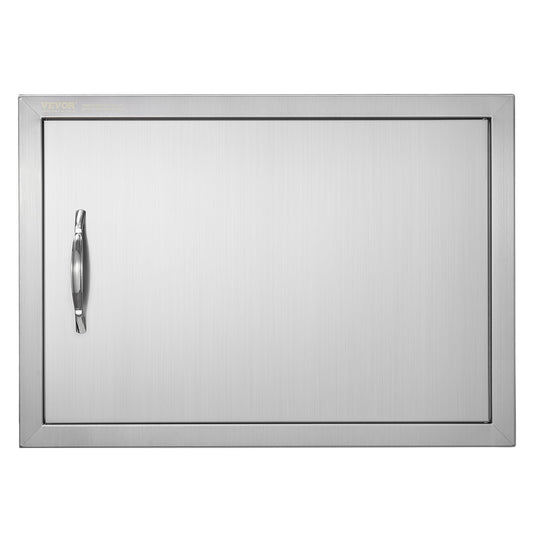 BBQ-åtkomstdörr, 610x432 mm enkel utomhusköksdörr, infälld dörr i rostfritt stål, vertikal väggdörr med handtag, för BBQ Island, grillstation, ytterskåp