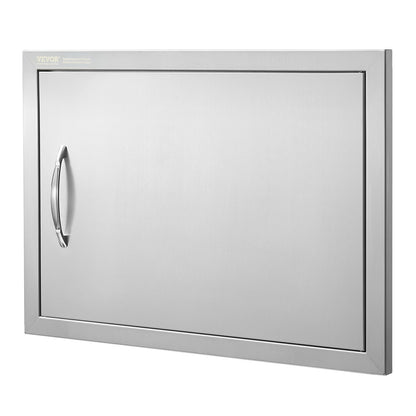 BBQ-åtkomstdörr, 610x432 mm enkel utomhusköksdörr, infälld dörr i rostfritt stål, vertikal väggdörr med handtag, för BBQ Island, grillstation, ytterskåp