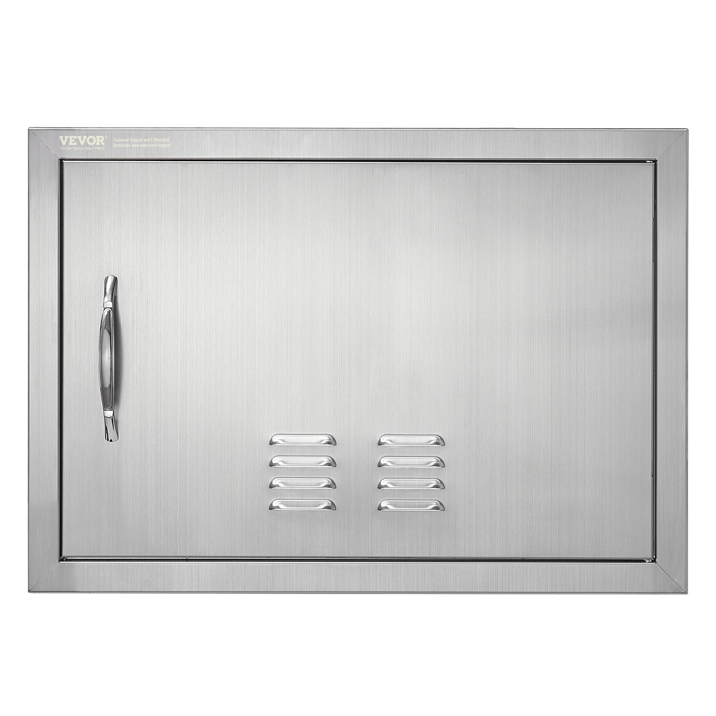 BBQ access door, 610x432 mm single outdoor kitchen door, stainless steel recessed door, vertical wall door with handle and vents, for BBQ Island, grill station, outdoor cabinet
