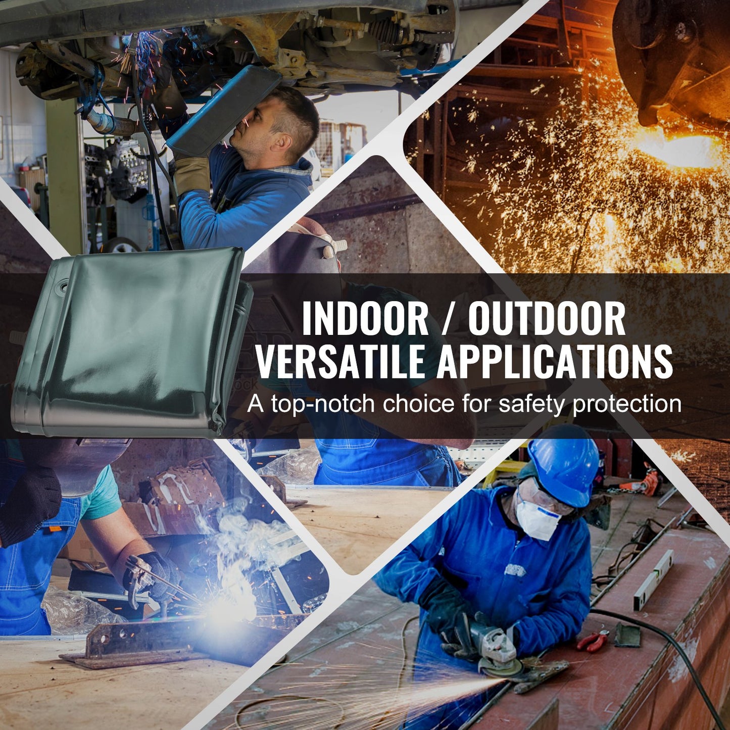 Svetsskärm med ram, 6' x 6' svetsgardinskärm, flamsäker vinylsvetsskyddsskärm på 4 svängbara hjul (2 låsbara), rörlig & professionell för verkstad/industri, grön