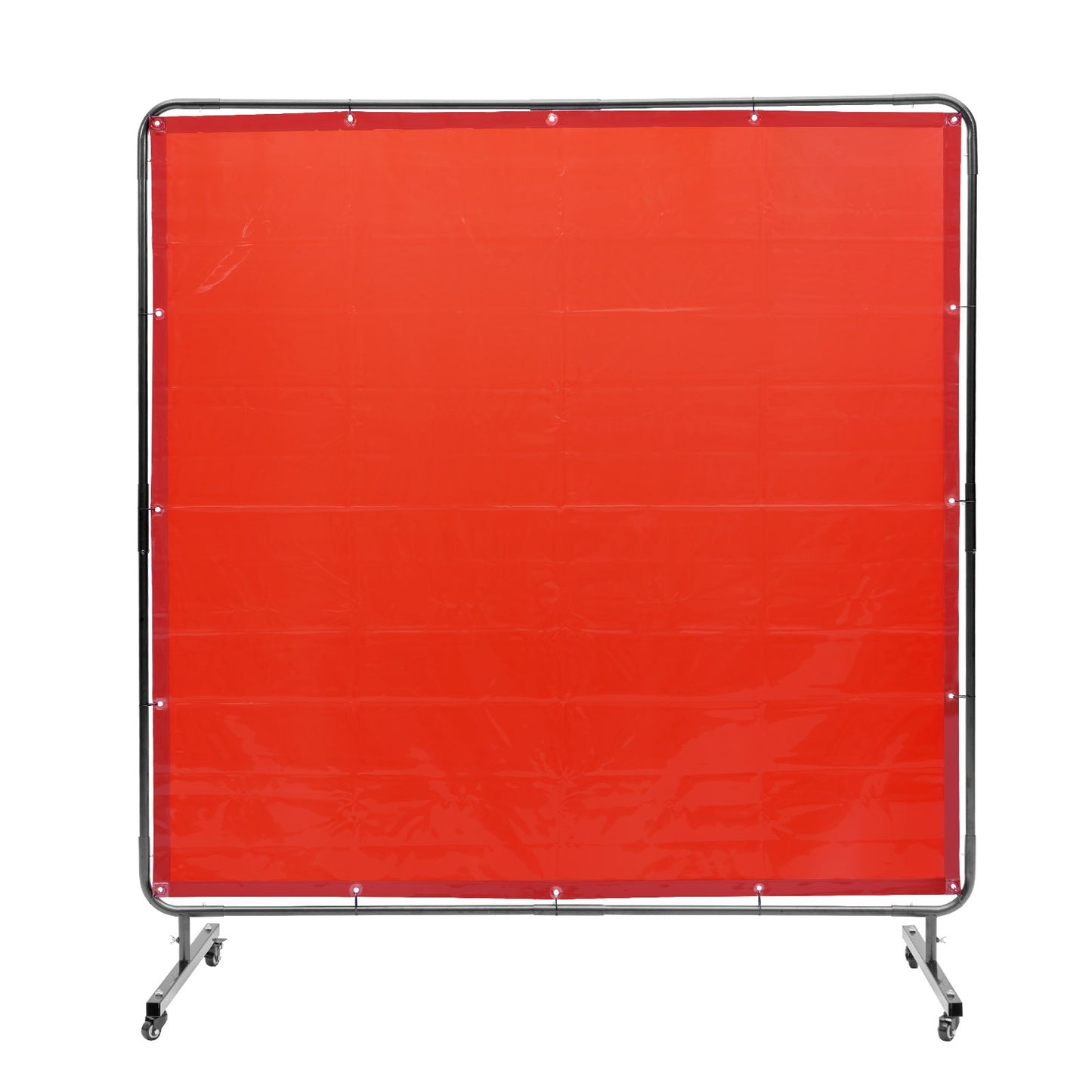 Svetsskärm med ram, 6' x 6' svetsgardinskärm, flamsäker vinylsvetsskyddsskärm på 4 svängbara hjul (2 låsbara), rörlig & professionell för verkstad/industri, röd