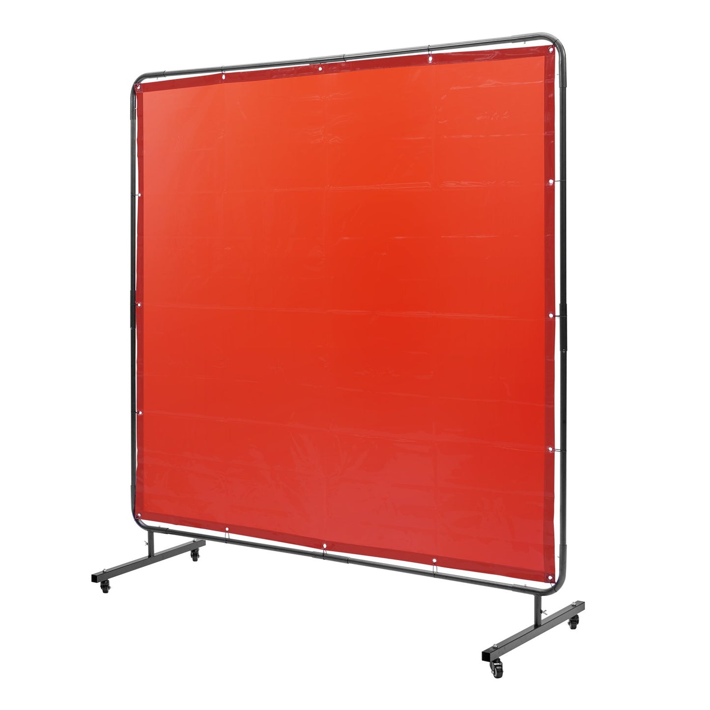 Svetsskärm med ram, 6' x 6' svetsgardinskärm, flamsäker vinylsvetsskyddsskärm på 4 svängbara hjul (2 låsbara), rörlig & professionell för verkstad/industri, röd