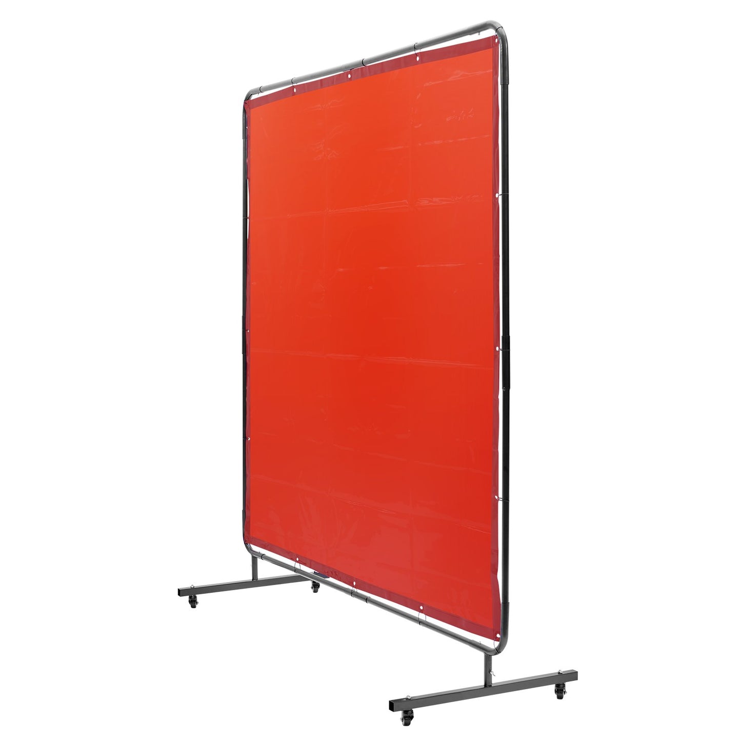 Svetsskärm med ram, 6' x 6' svetsgardinskärm, flamsäker vinylsvetsskyddsskärm på 4 svängbara hjul (2 låsbara), rörlig & professionell för verkstad/industri, röd