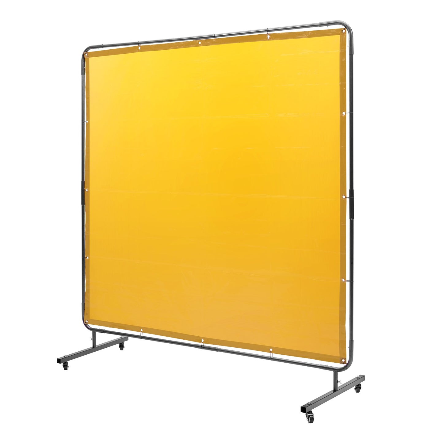 Svetsskärm med ram, 6' x 6' svetsgardinskärm, flamsäker vinylsvetsskyddsskärm på 4 svängbara hjul (2 låsbara), rörlig & professionell för verkstad/industri, gul
