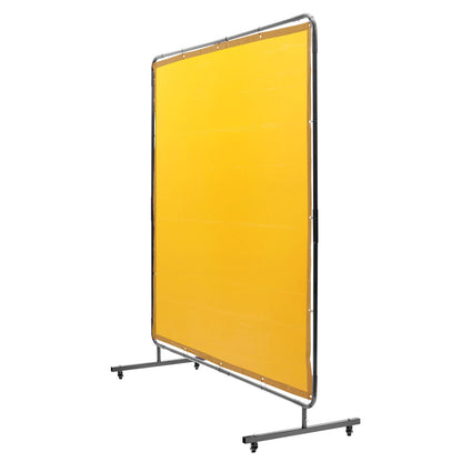 Svetsskärm med ram, 6' x 6' svetsgardinskärm, flamsäker vinylsvetsskyddsskärm på 4 svängbara hjul (2 låsbara), rörlig & professionell för verkstad/industri, gul